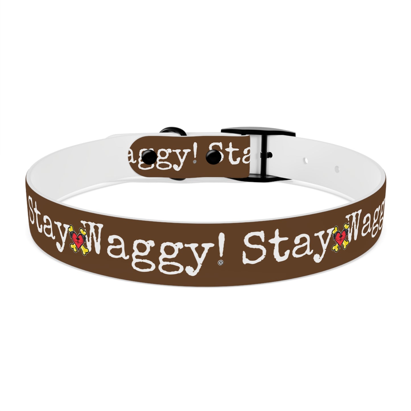 Stay Waggy! Dog Collar - Brown