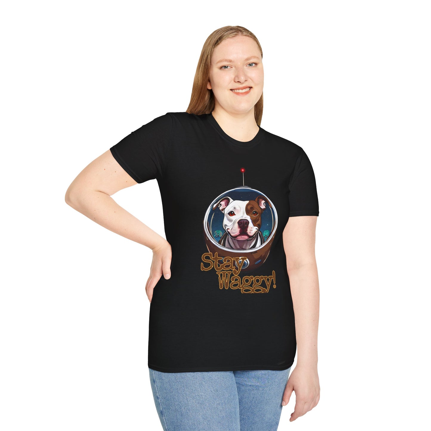 Playful Space Pitty T-Shirt - Stay Waggy!
