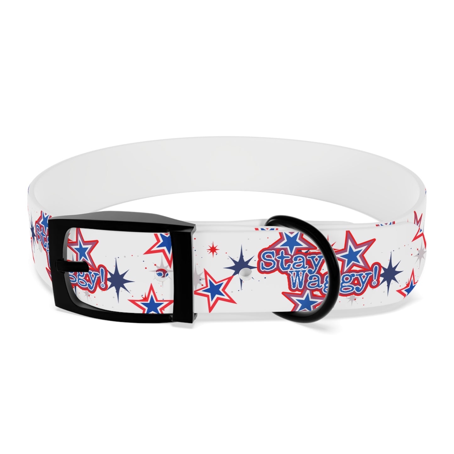 Stay Waggy! White Patriotic Stars Dog Collar