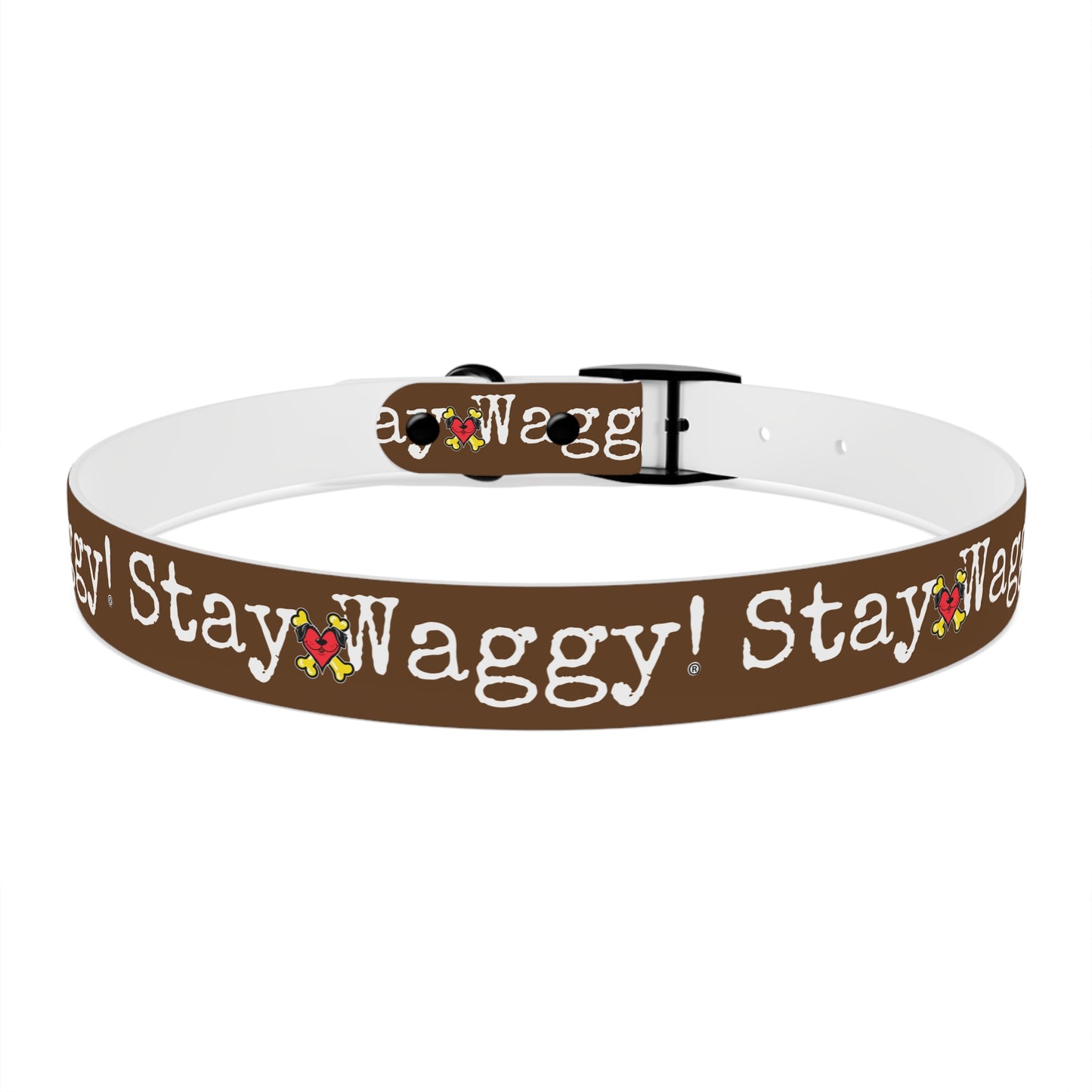 Stay Waggy! Dog Collar - Brown