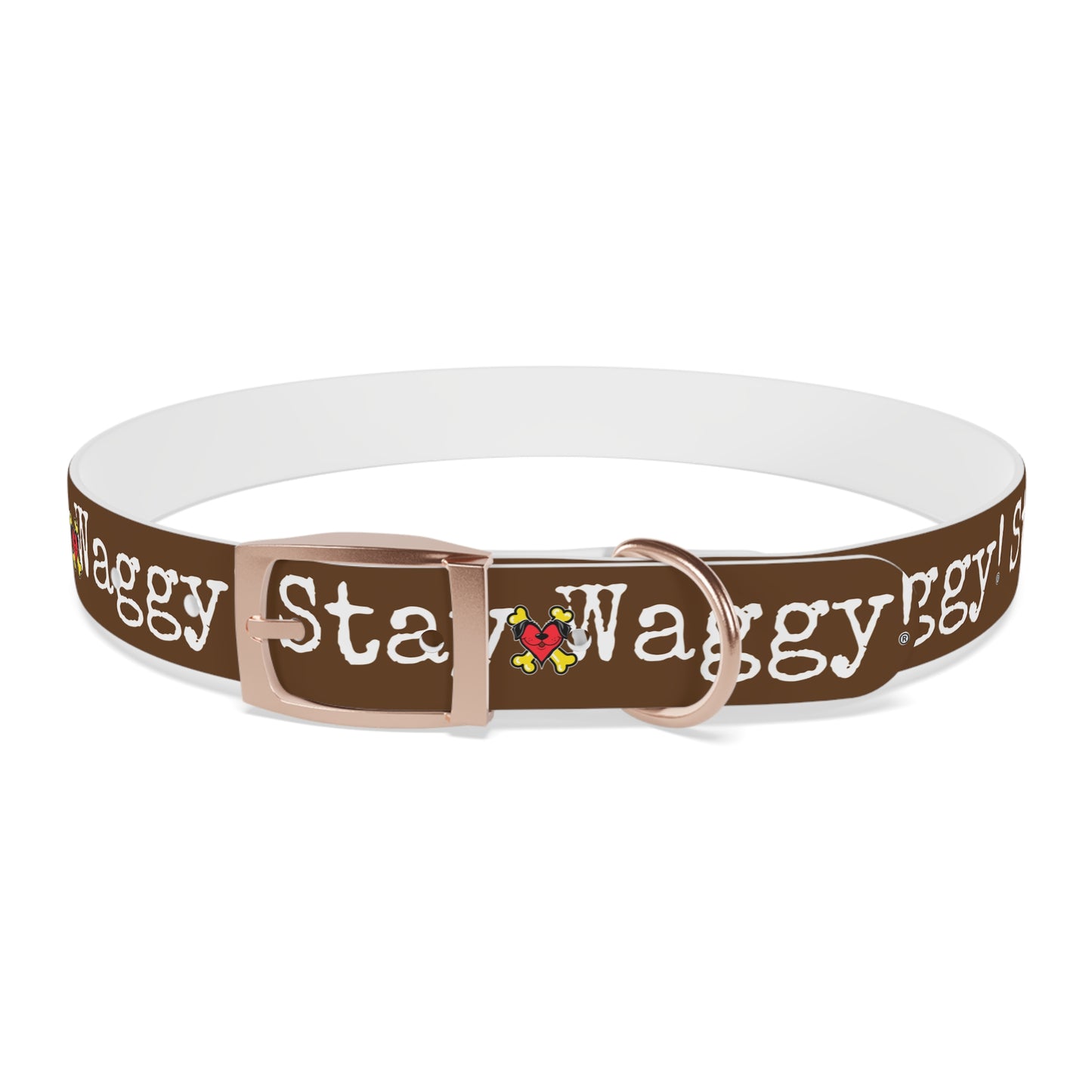 Stay Waggy! Dog Collar - Brown