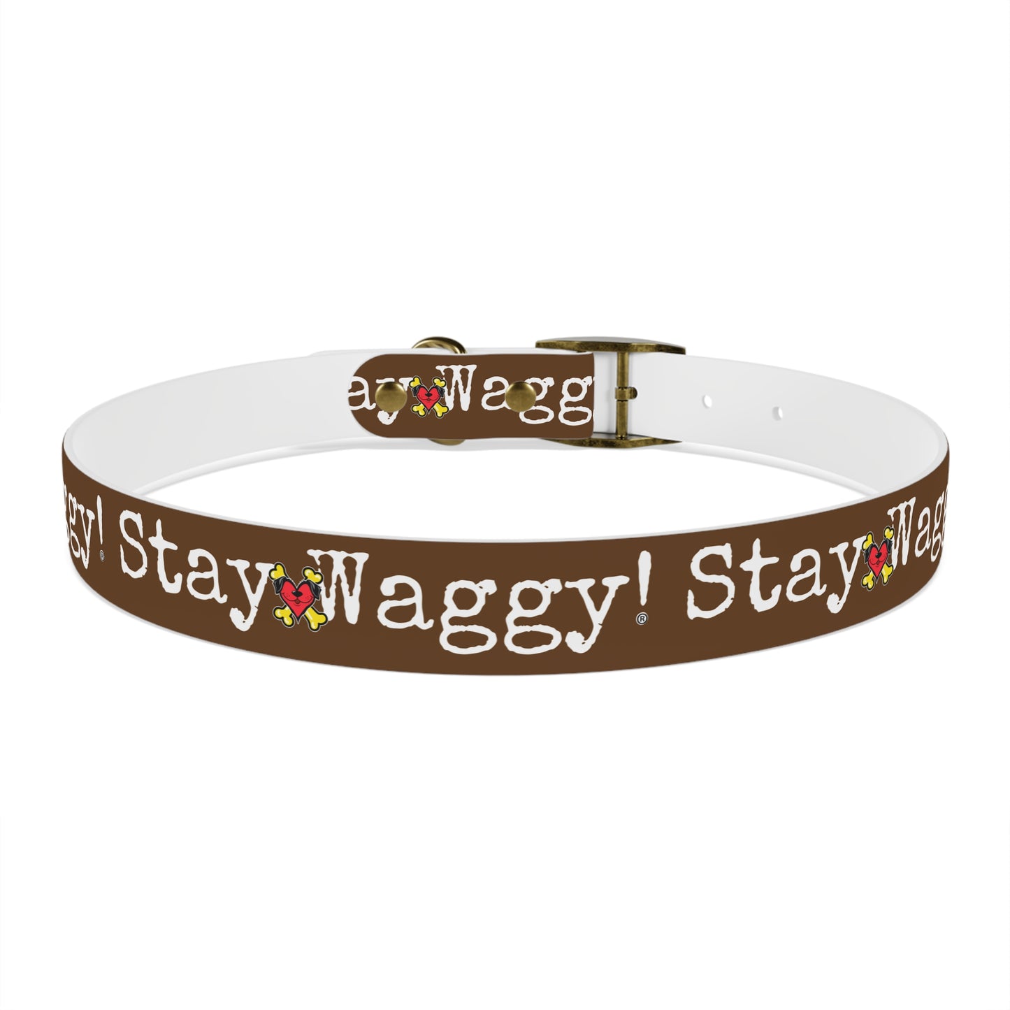 Stay Waggy! Dog Collar - Brown