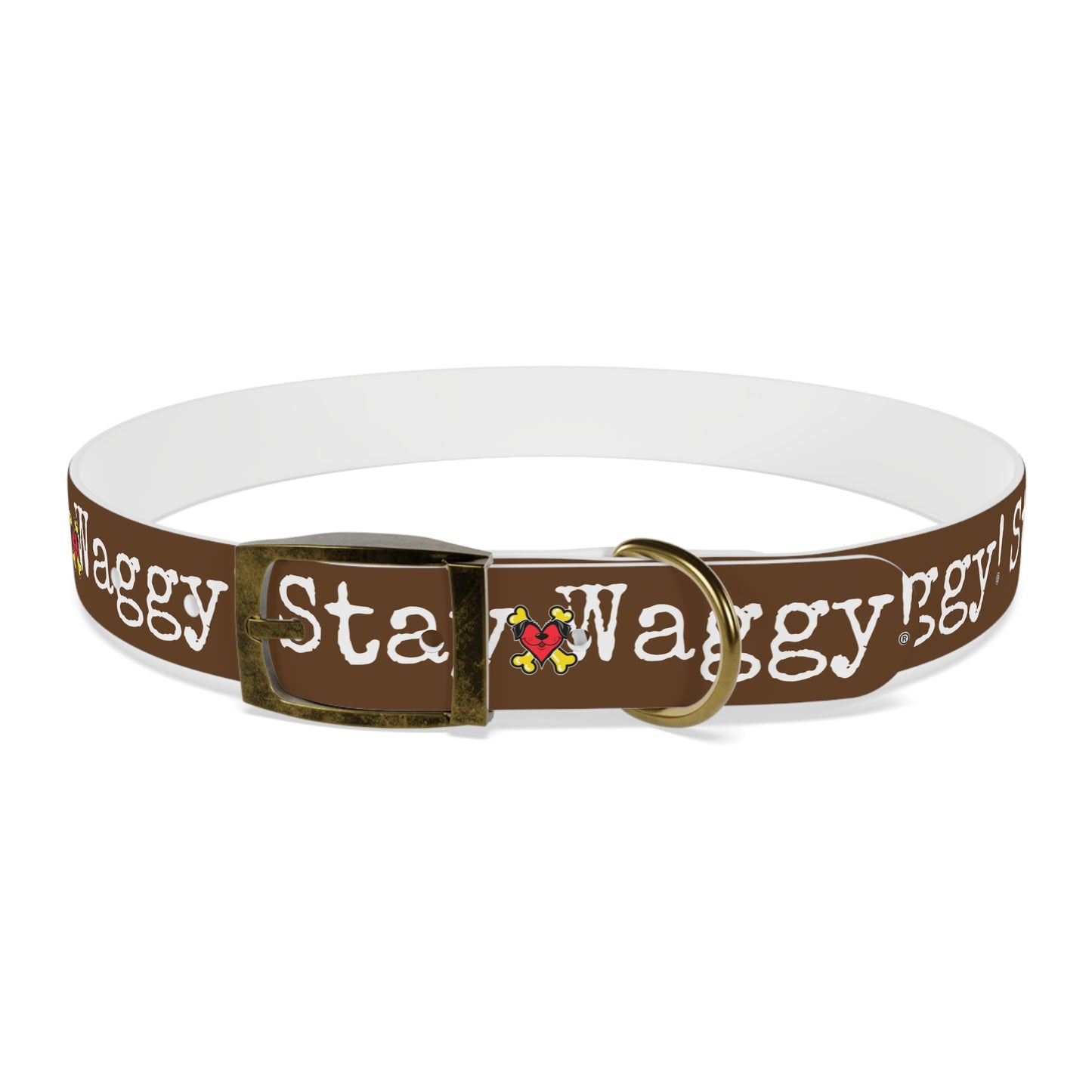 Stay Waggy! Dog Collar - Brown