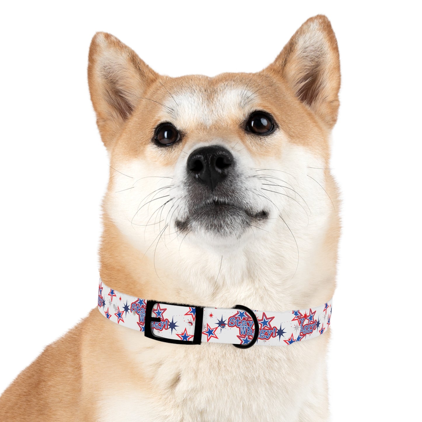 Stay Waggy! White Patriotic Stars Dog Collar