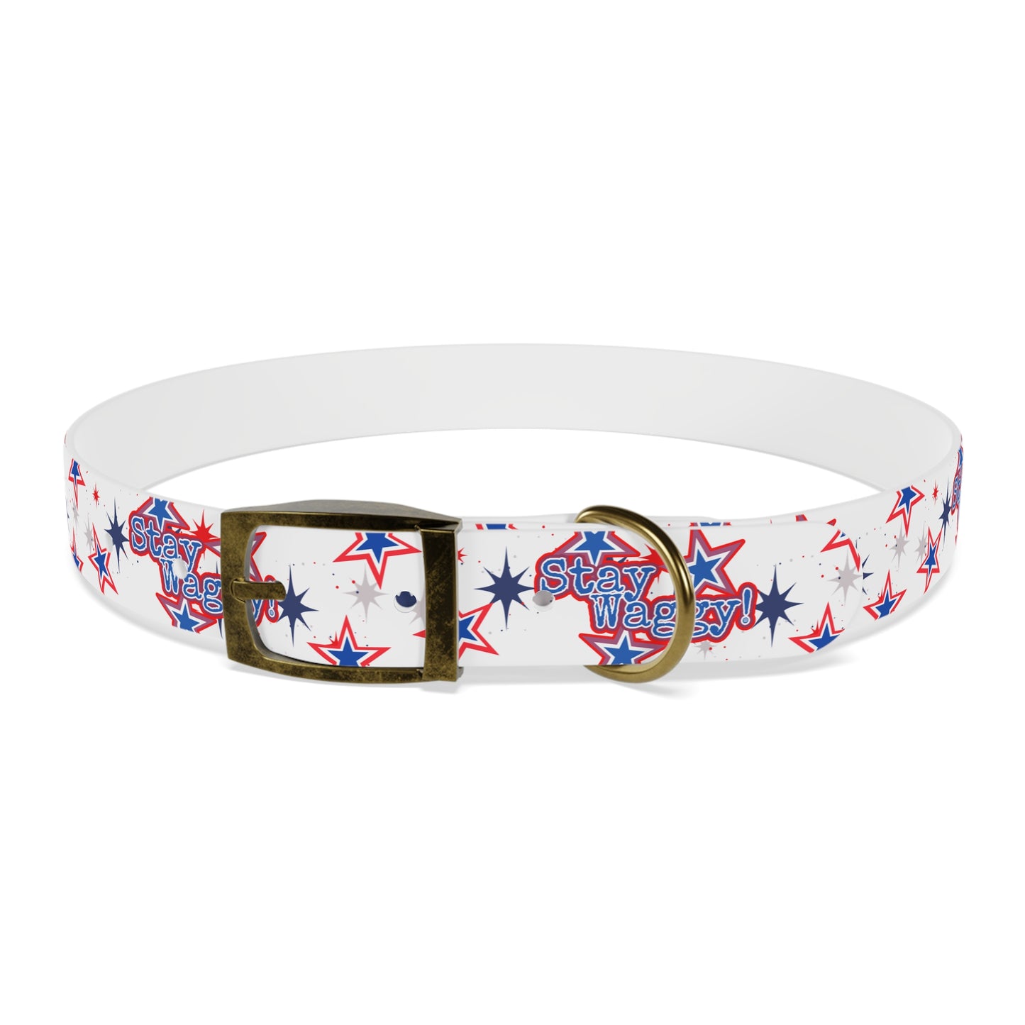 Stay Waggy! White Patriotic Stars Dog Collar
