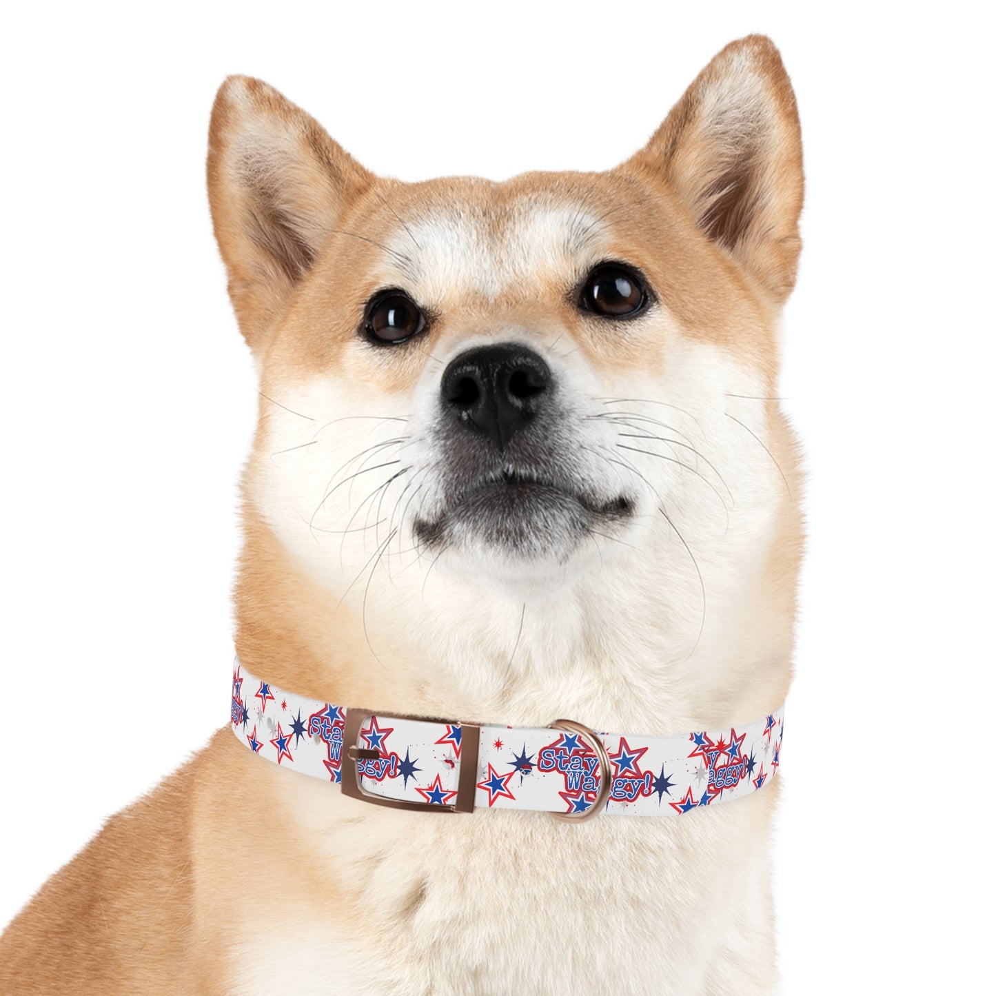 Stay Waggy! White Patriotic Stars Dog Collar