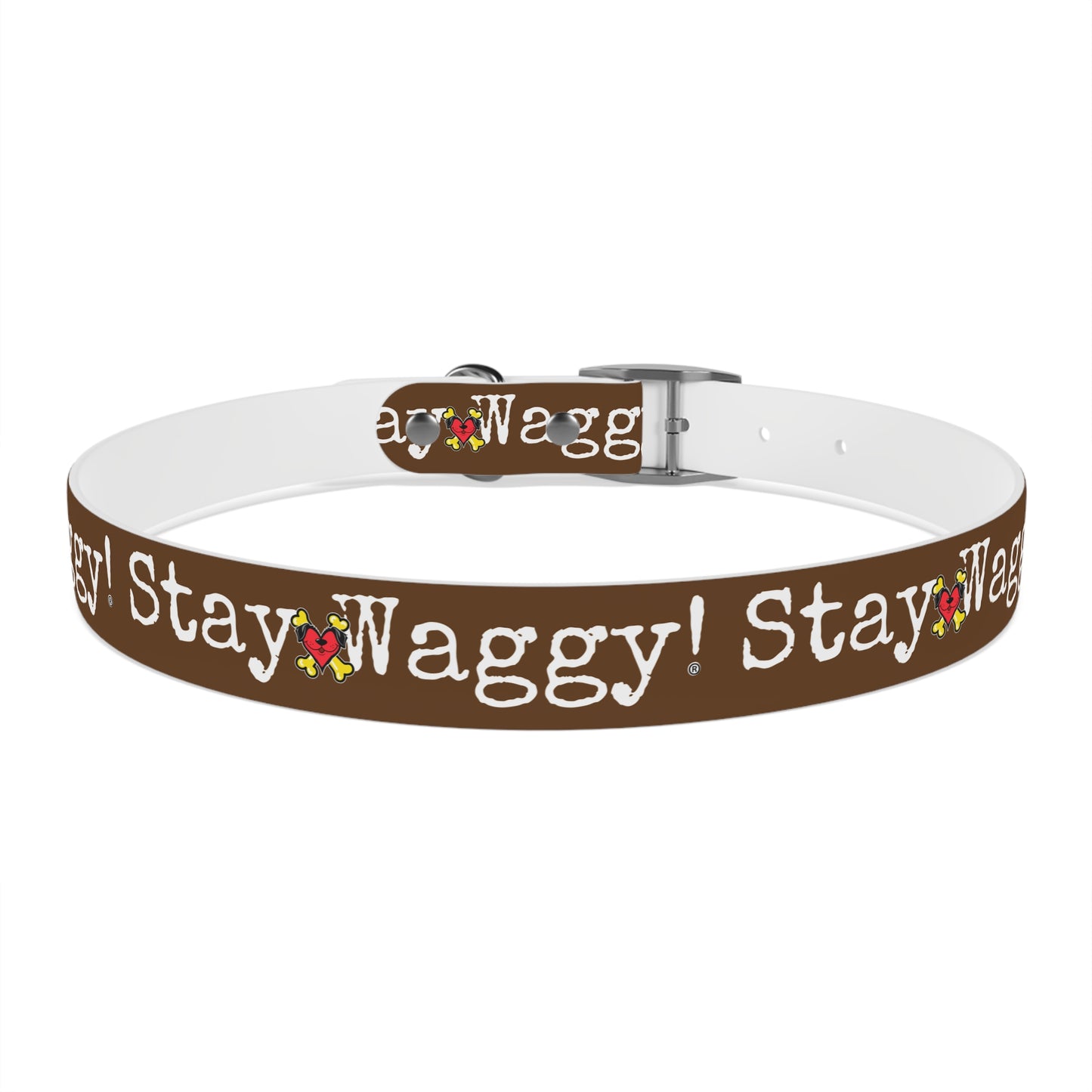 Stay Waggy! Dog Collar - Brown