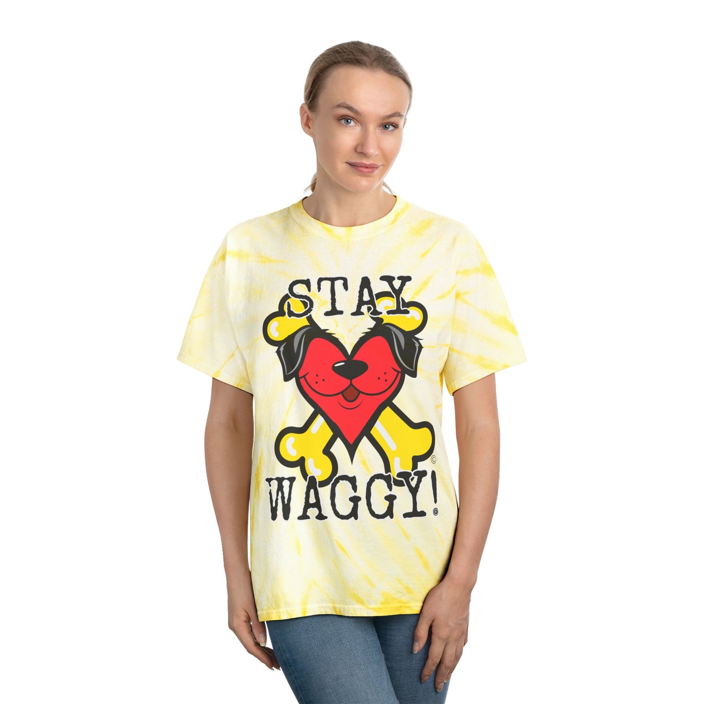 Tie-Dye Tee, Stay Waggy! Vibes
