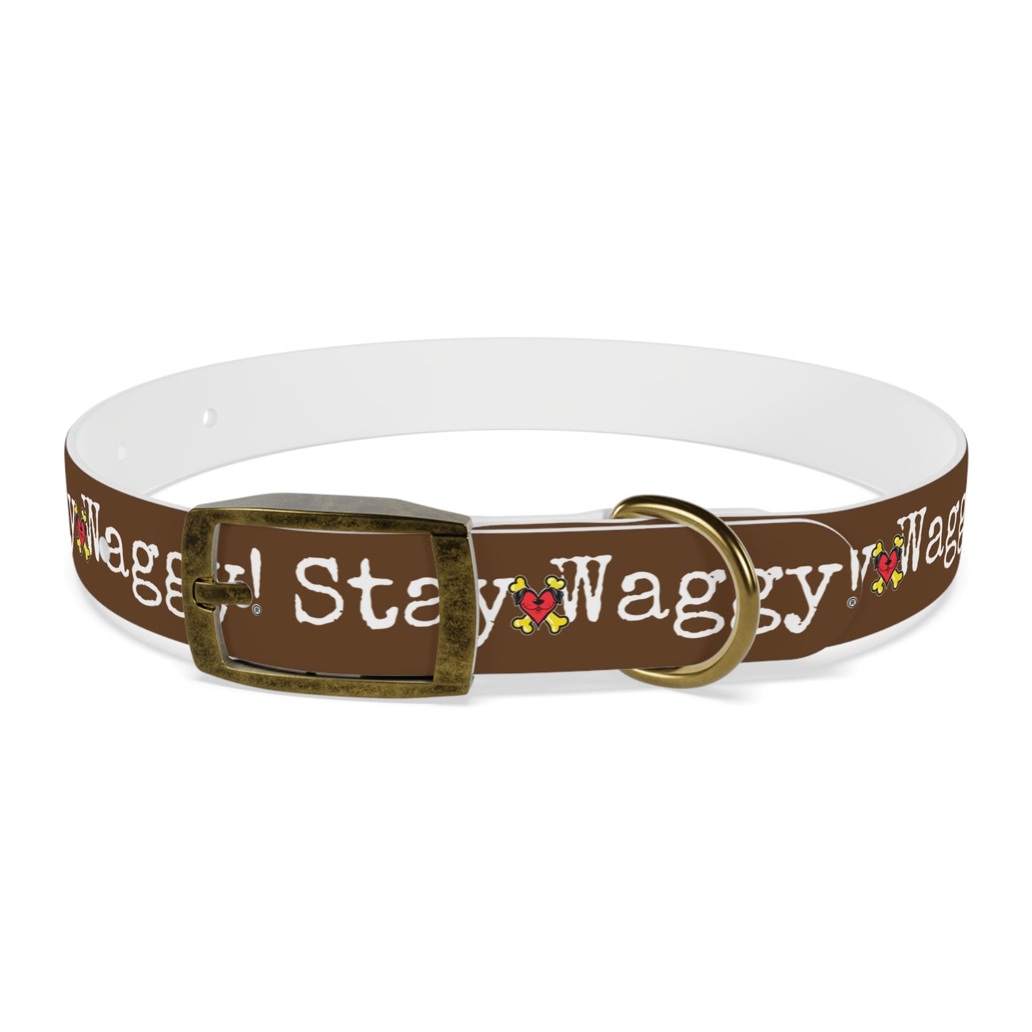 Stay Waggy! Dog Collar - Brown