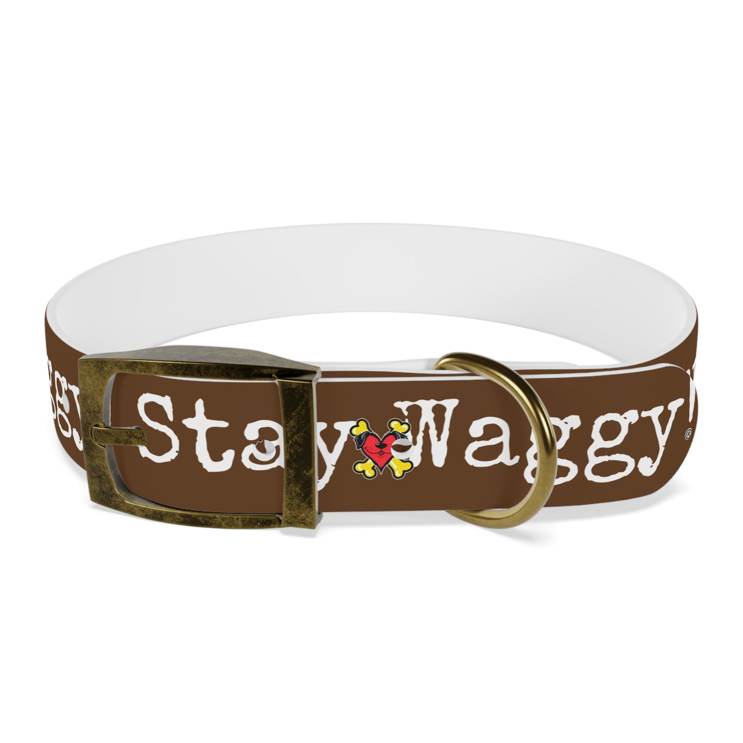 Stay Waggy! Dog Collar - Brown