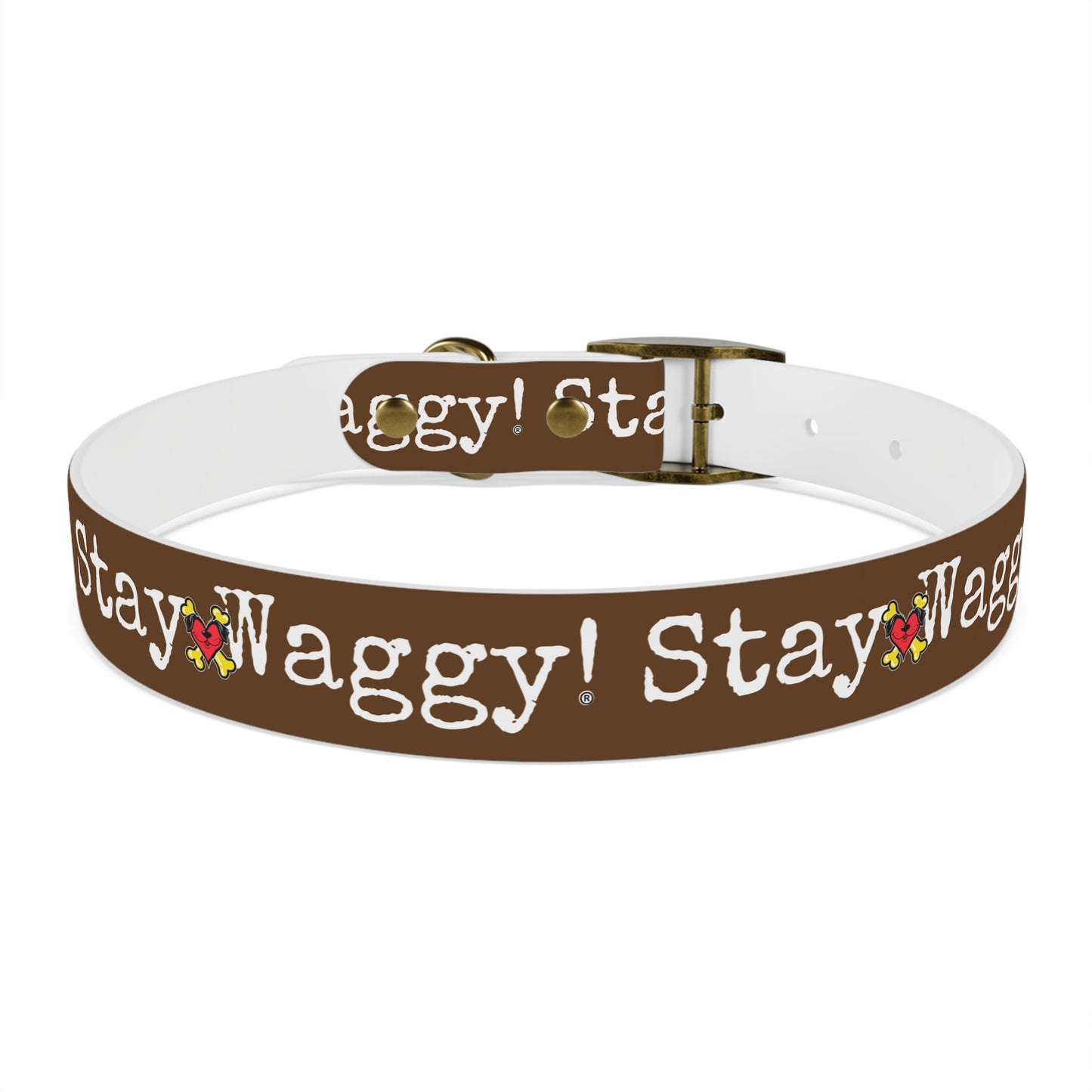 Stay Waggy! Dog Collar - Brown