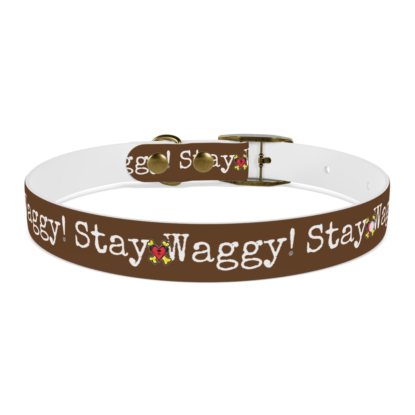 Stay Waggy! Dog Collar - Brown