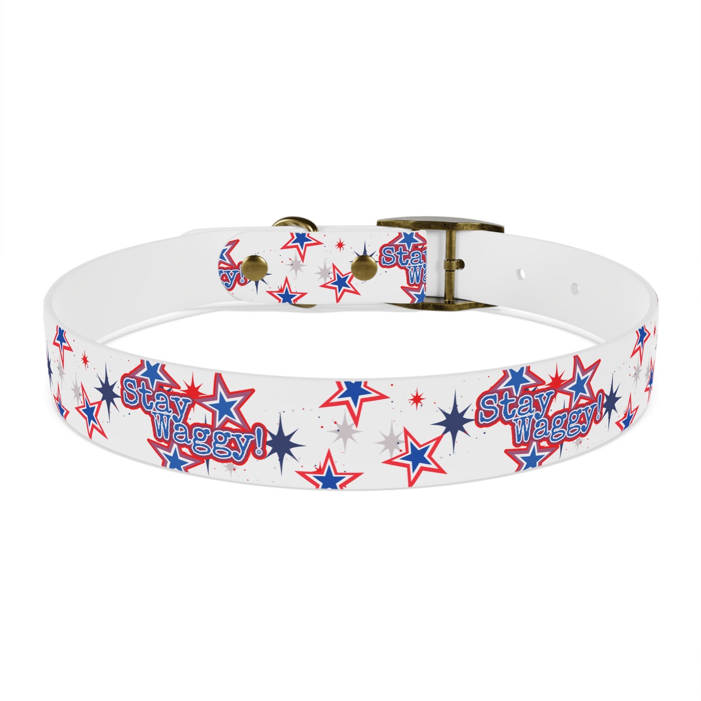 Stay Waggy! White Patriotic Stars Dog Collar