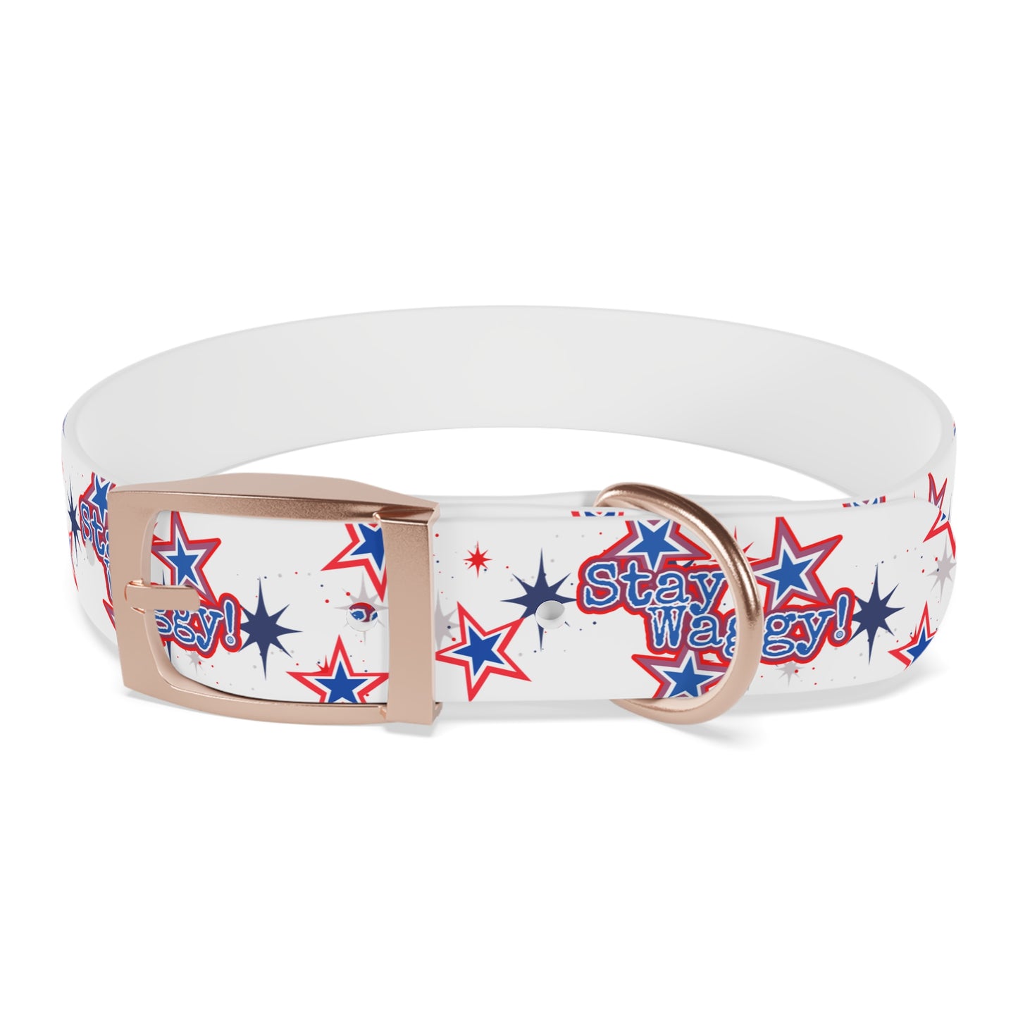 Stay Waggy! White Patriotic Stars Dog Collar