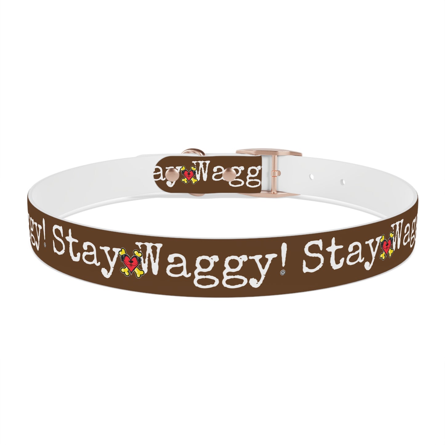 Stay Waggy! Dog Collar - Brown