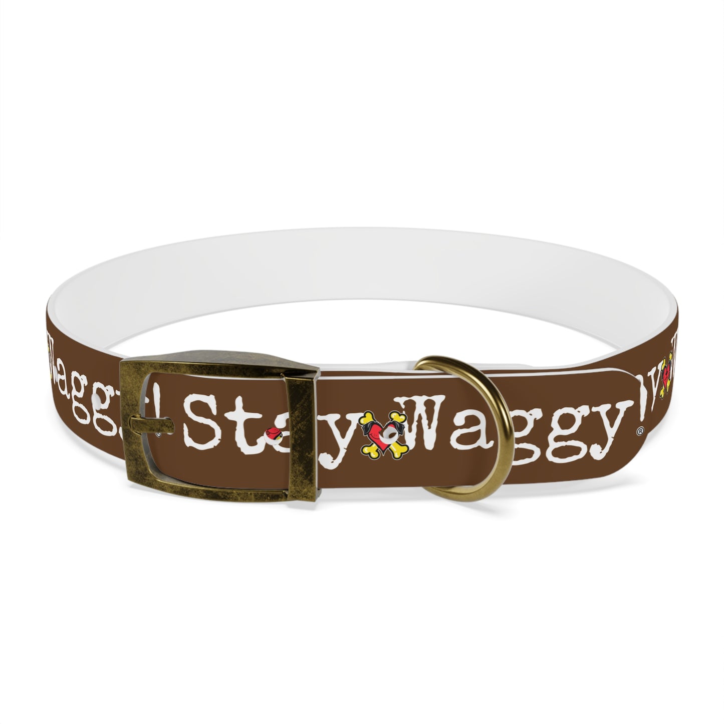Stay Waggy! Dog Collar - Brown