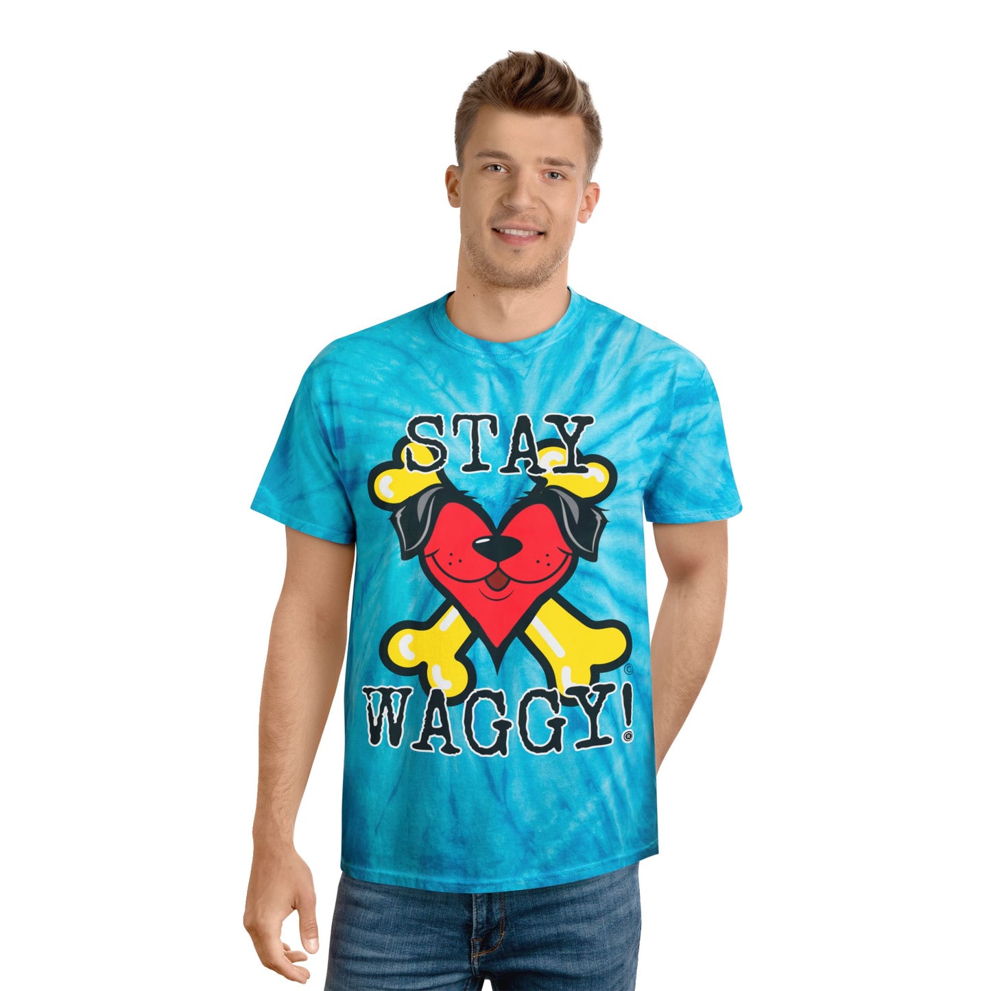 Tie-Dye Tee, Stay Waggy! Vibes