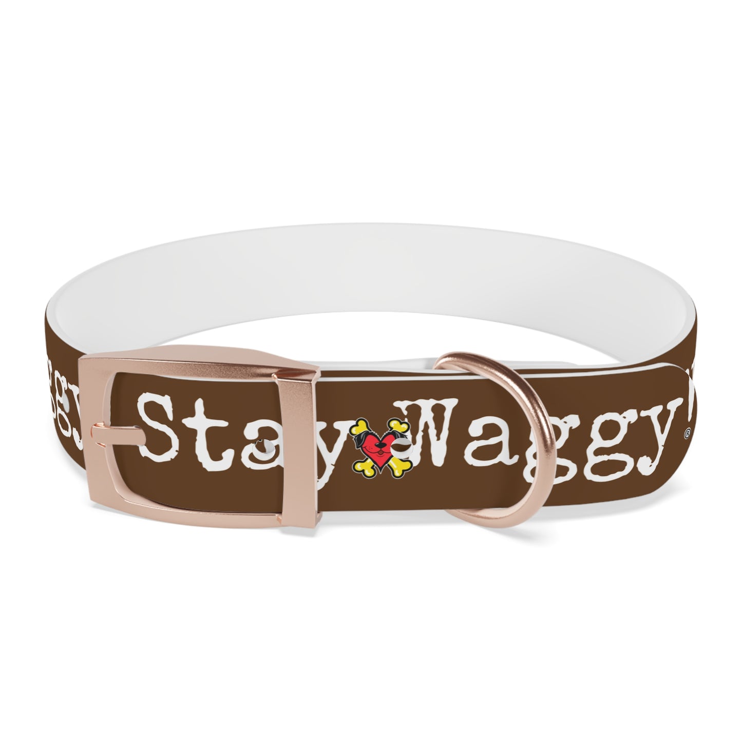 Stay Waggy! Dog Collar - Brown