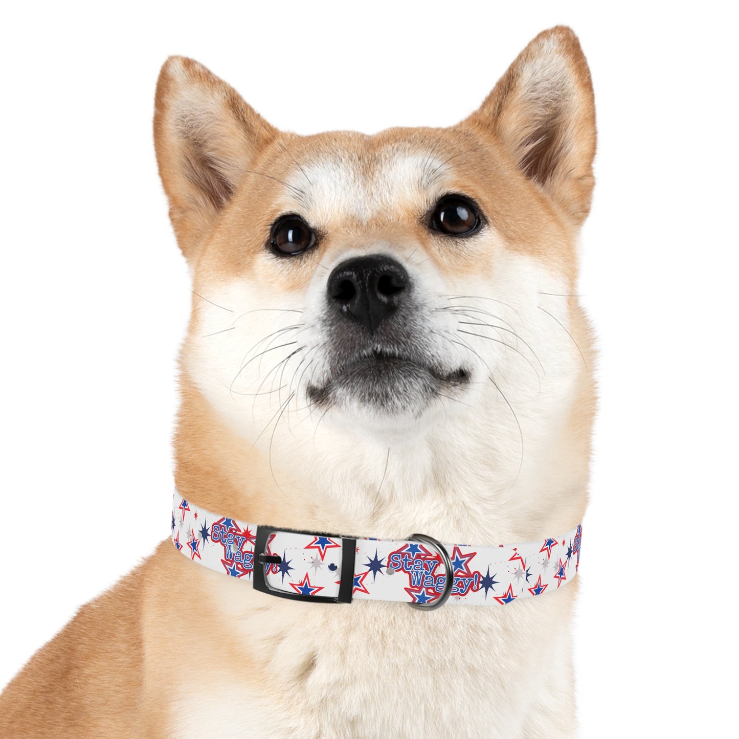 Stay Waggy! White Patriotic Stars Dog Collar