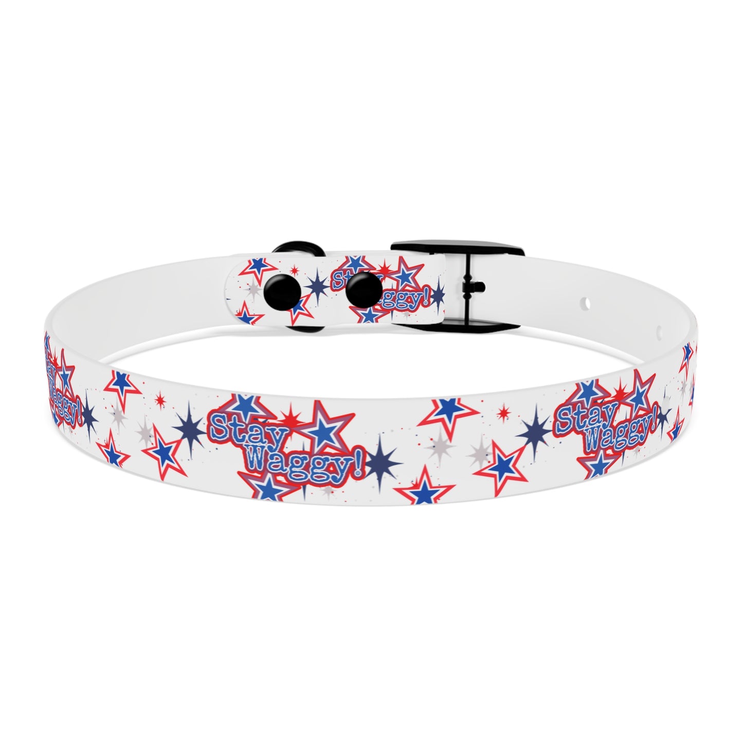 Stay Waggy! White Patriotic Stars Dog Collar