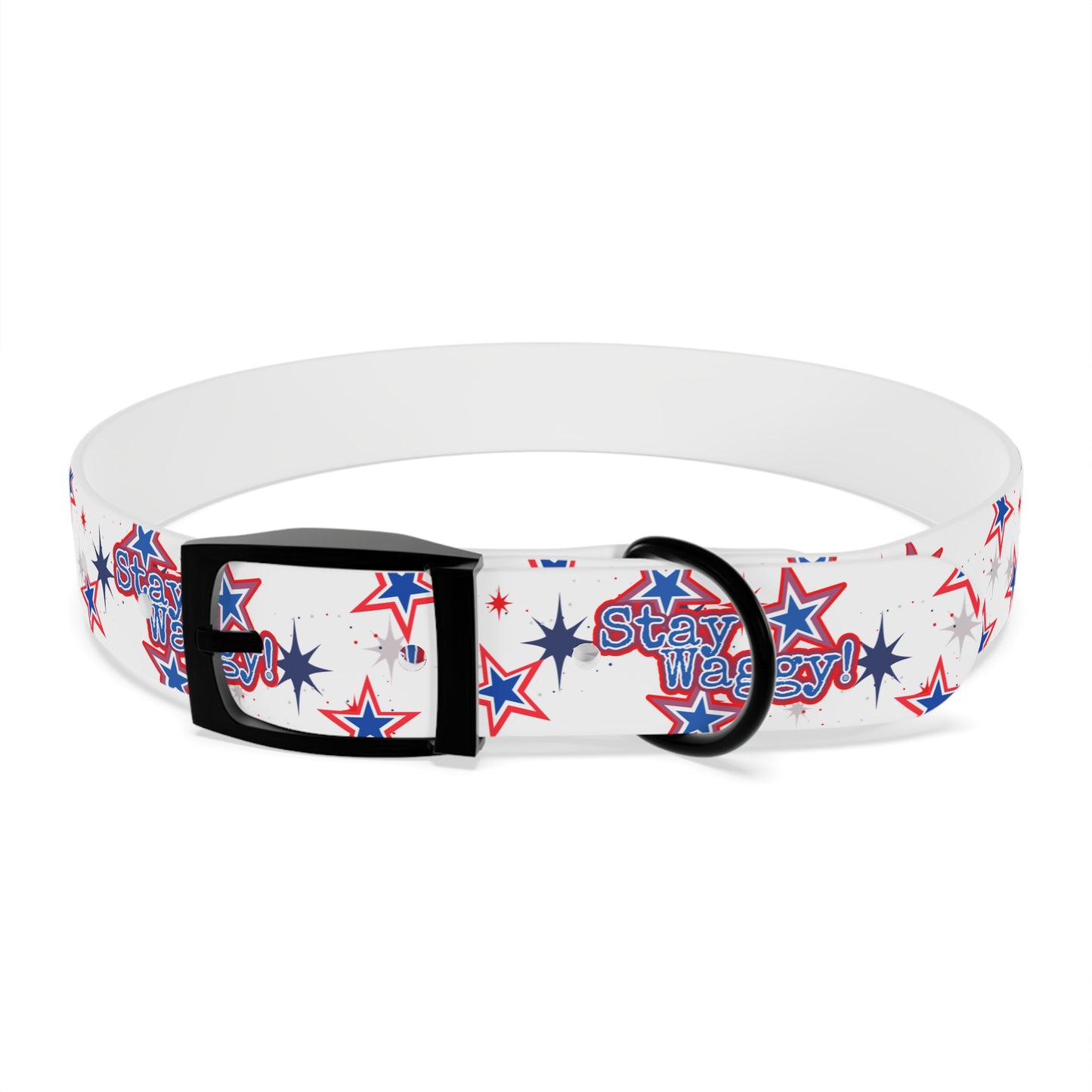 Stay Waggy! White Patriotic Stars Dog Collar