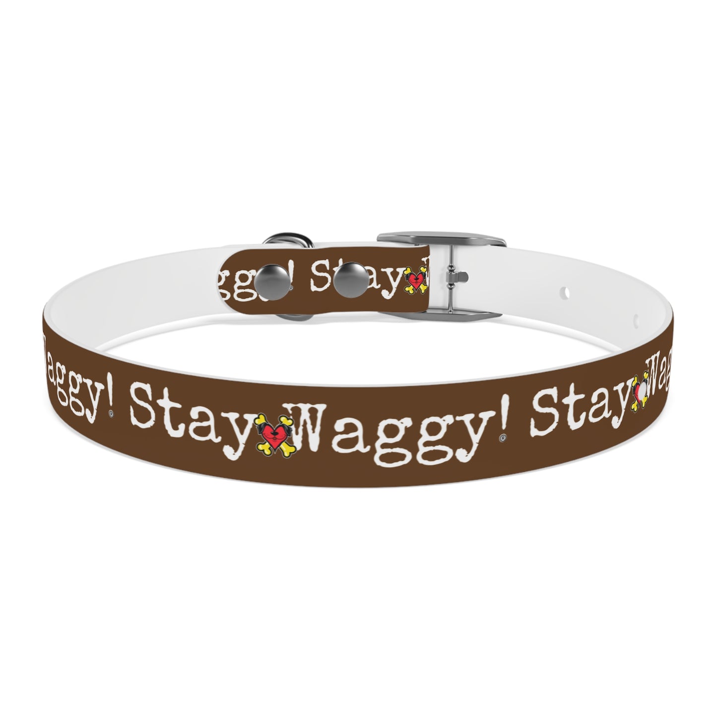 Stay Waggy! Dog Collar - Brown