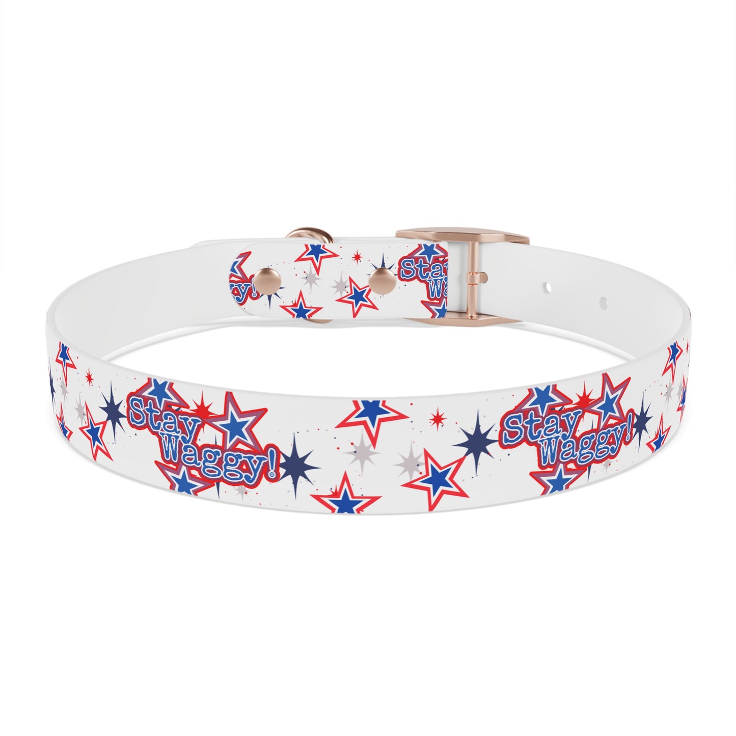 Stay Waggy! White Patriotic Stars Dog Collar