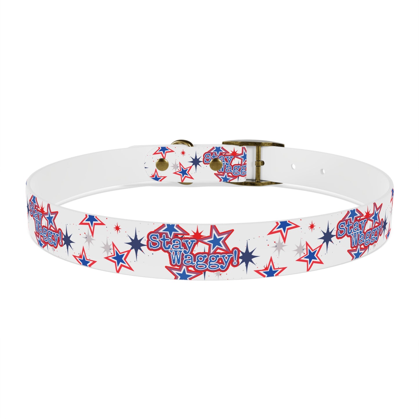 Stay Waggy! White Patriotic Stars Dog Collar