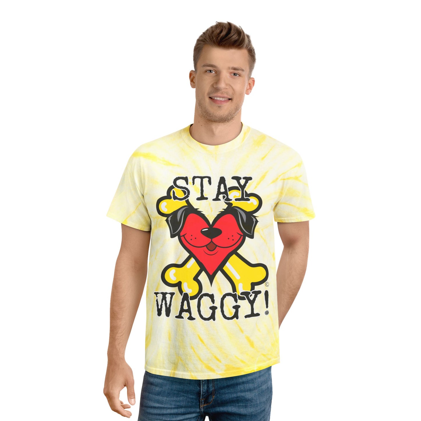 Tie-Dye Tee, Stay Waggy! Vibes