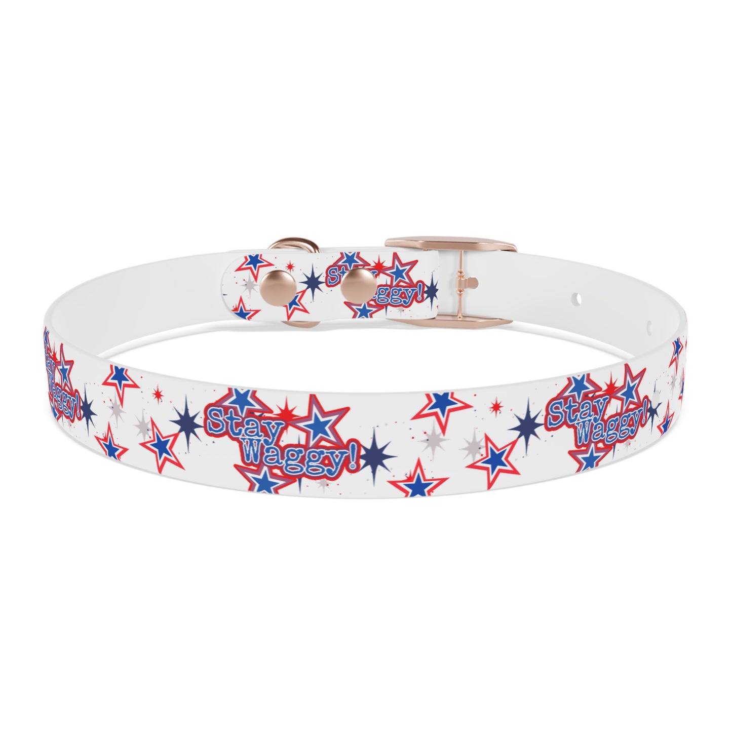 Stay Waggy! White Patriotic Stars Dog Collar