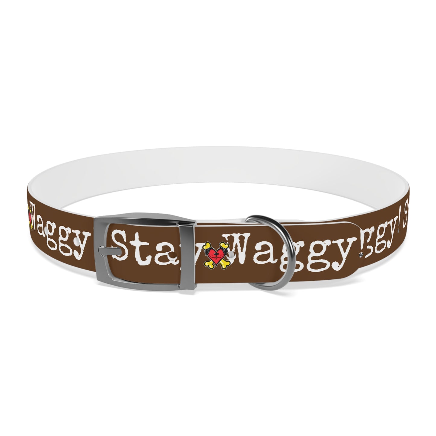 Stay Waggy! Dog Collar - Brown