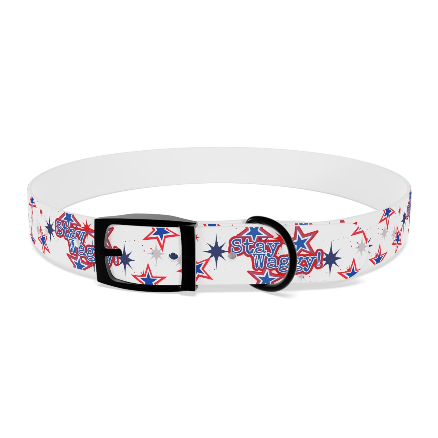 Stay Waggy! White Patriotic Stars Dog Collar