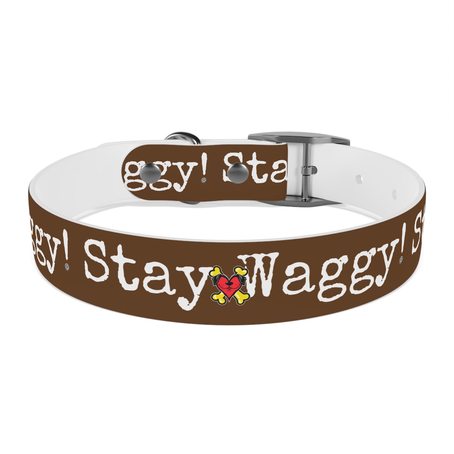 Stay Waggy! Dog Collar - Brown