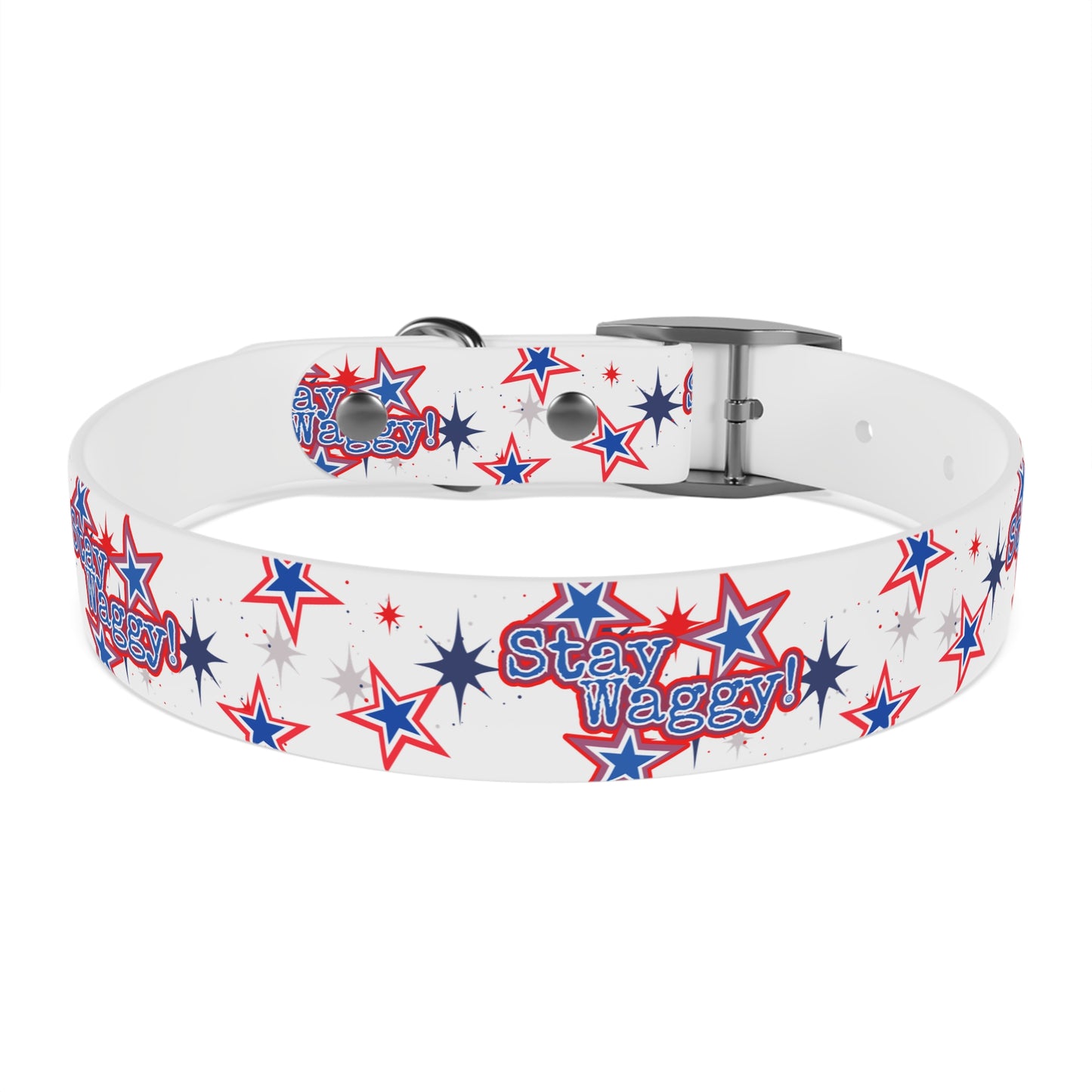 Stay Waggy! White Patriotic Stars Dog Collar