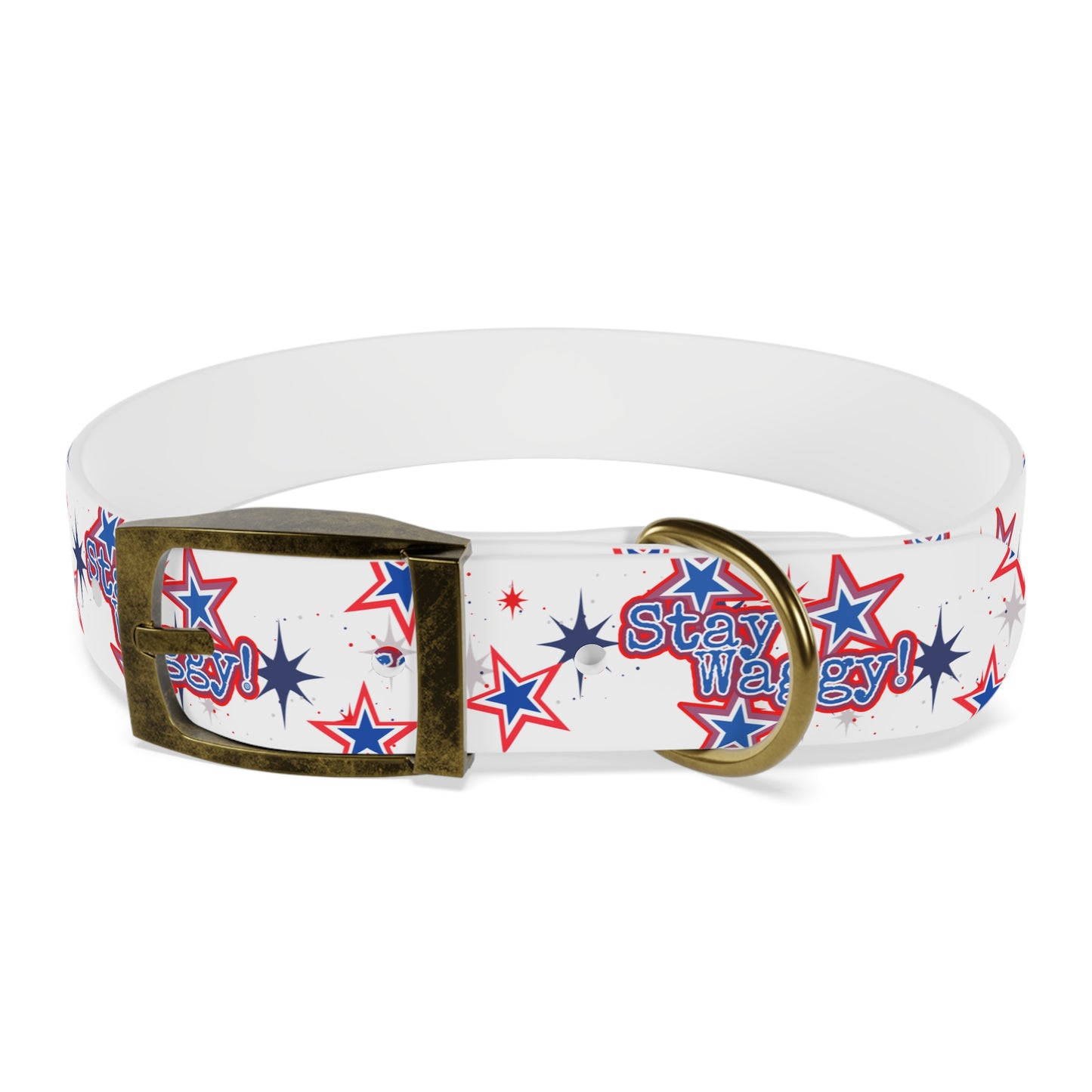 Stay Waggy! White Patriotic Stars Dog Collar