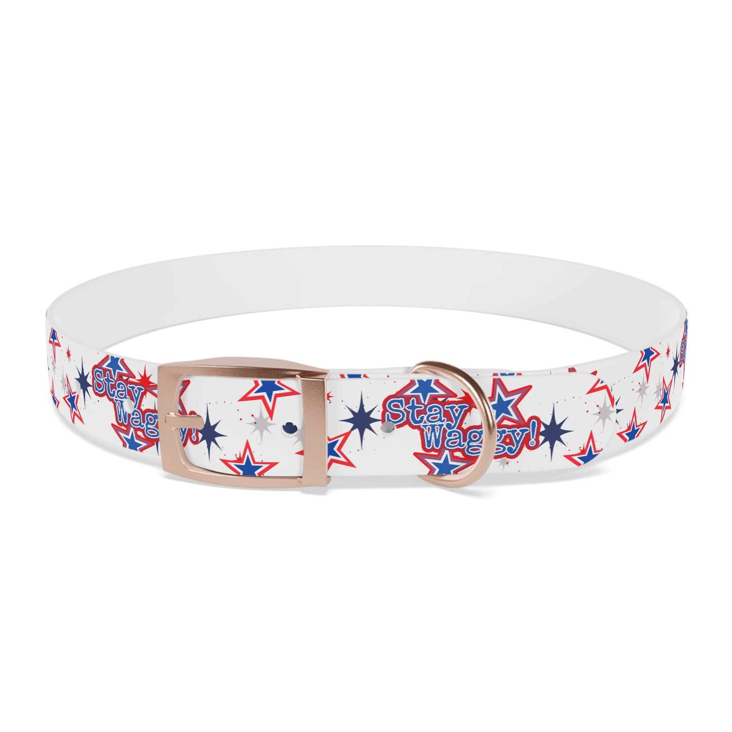 Stay Waggy! White Patriotic Stars Dog Collar