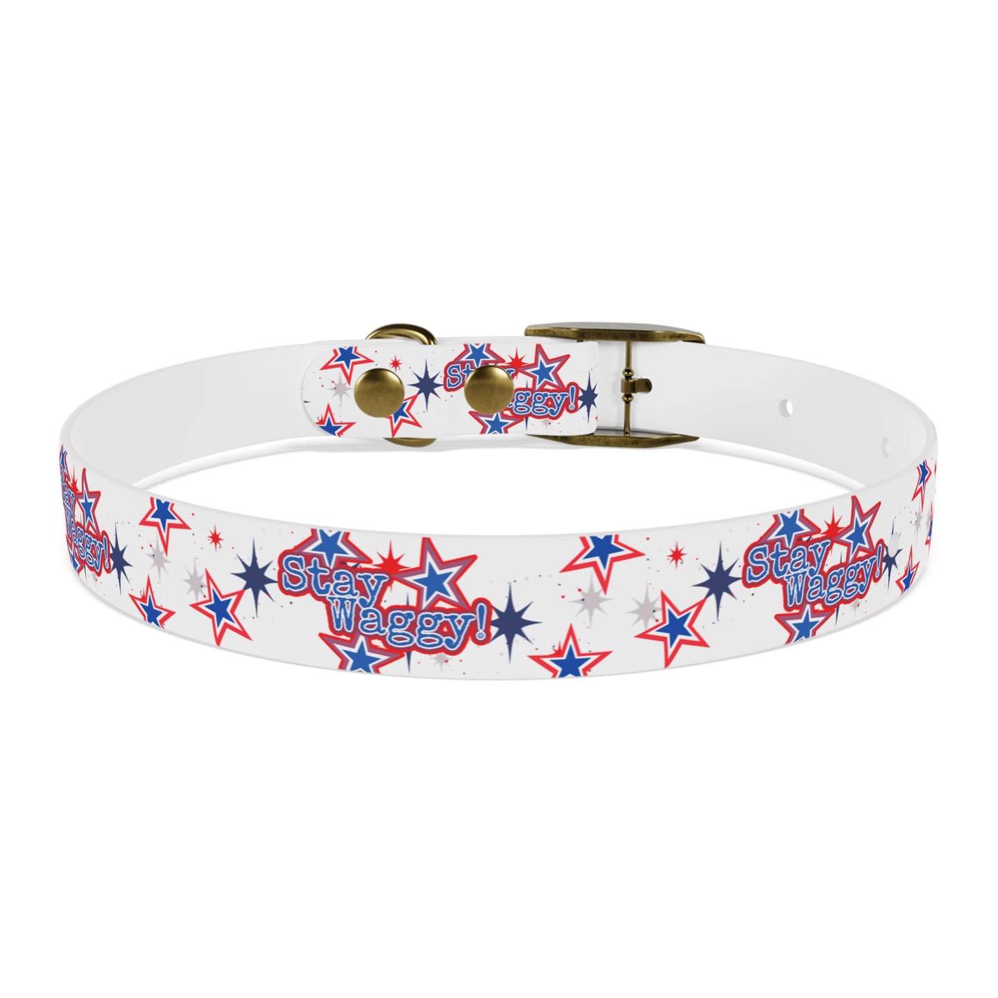Stay Waggy! White Patriotic Stars Dog Collar