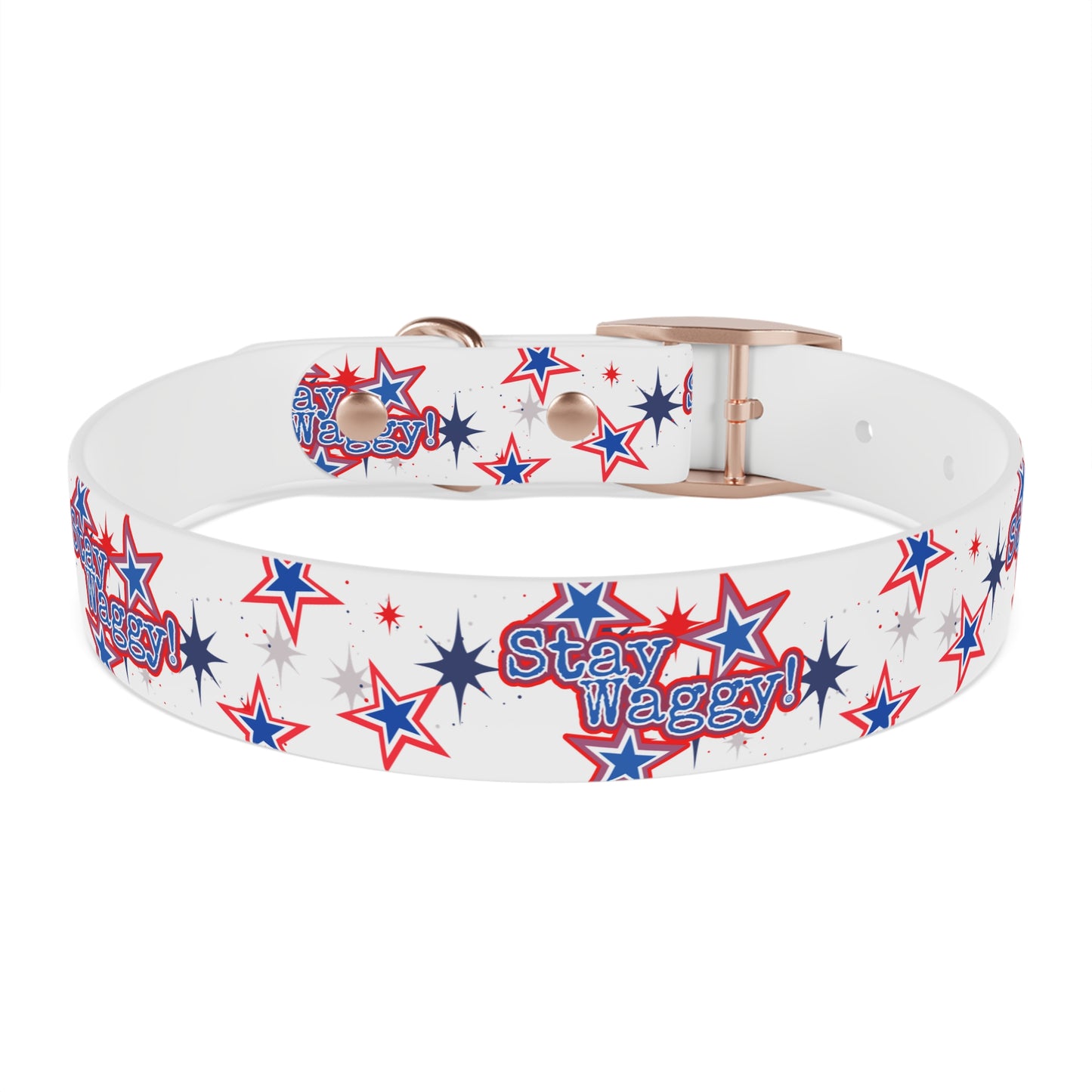 Stay Waggy! White Patriotic Stars Dog Collar