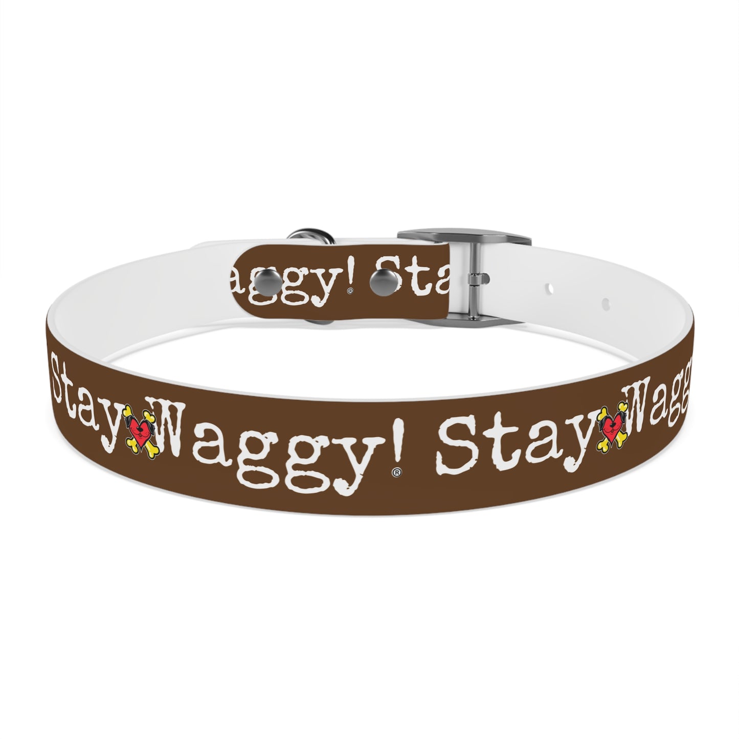 Stay Waggy! Dog Collar - Brown