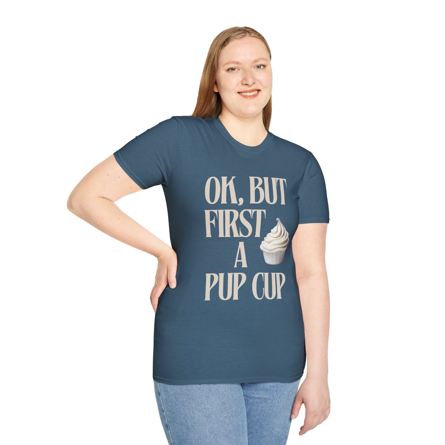 Playful But First a Pup Cup Dog Lover T-Shirt - Stay Waggy!