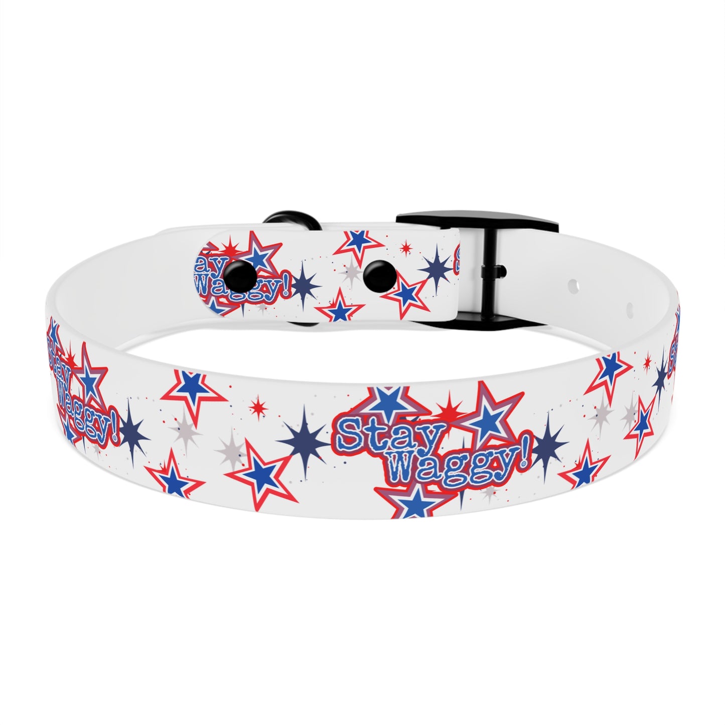 Stay Waggy! White Patriotic Stars Dog Collar