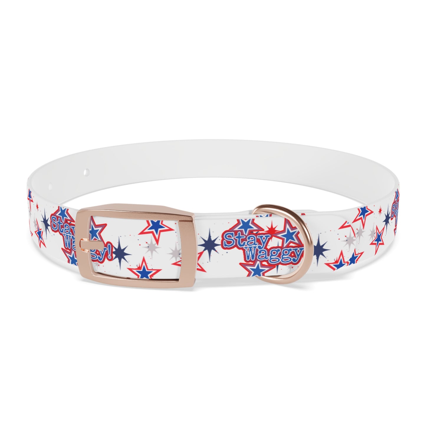 Stay Waggy! White Patriotic Stars Dog Collar