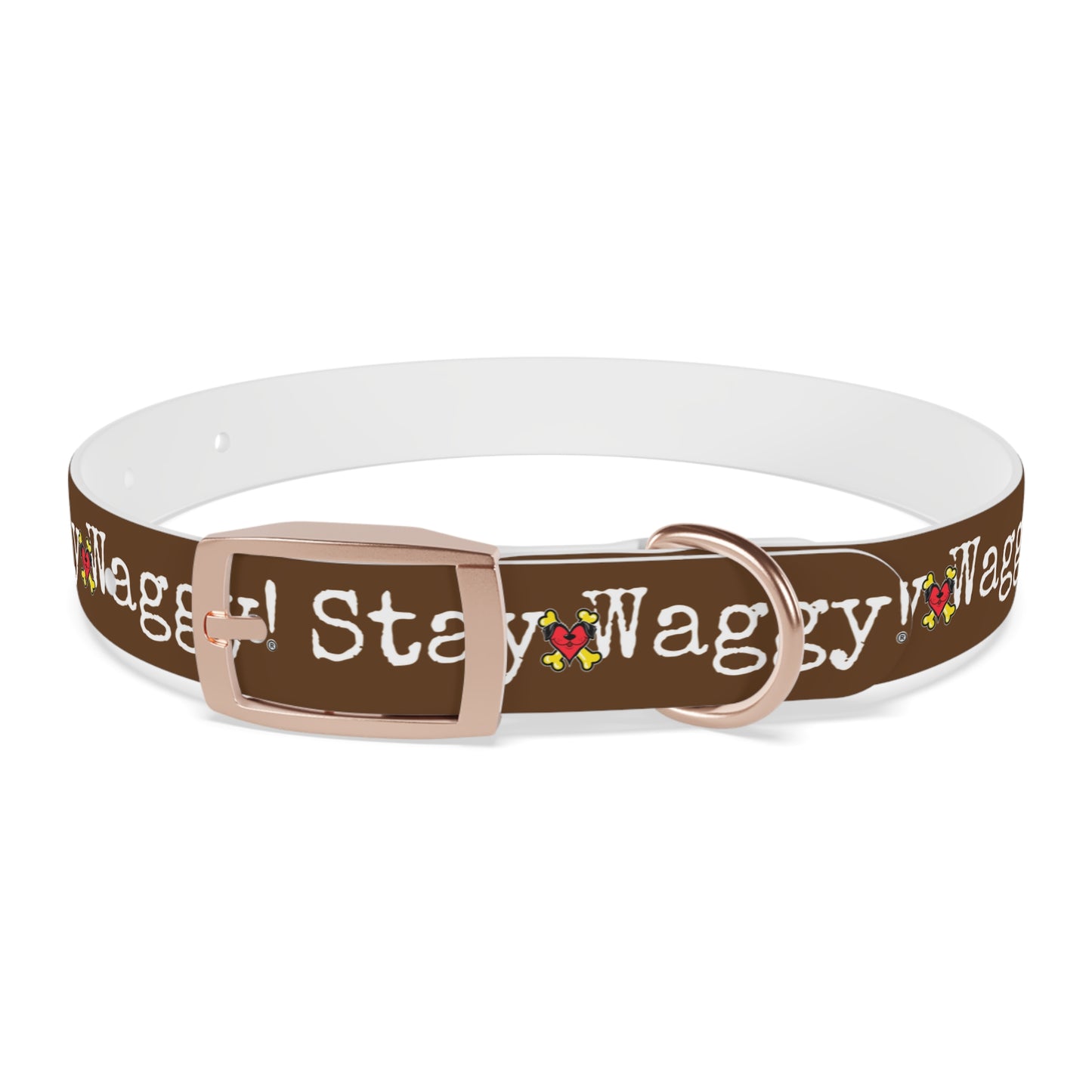 Stay Waggy! Dog Collar - Brown
