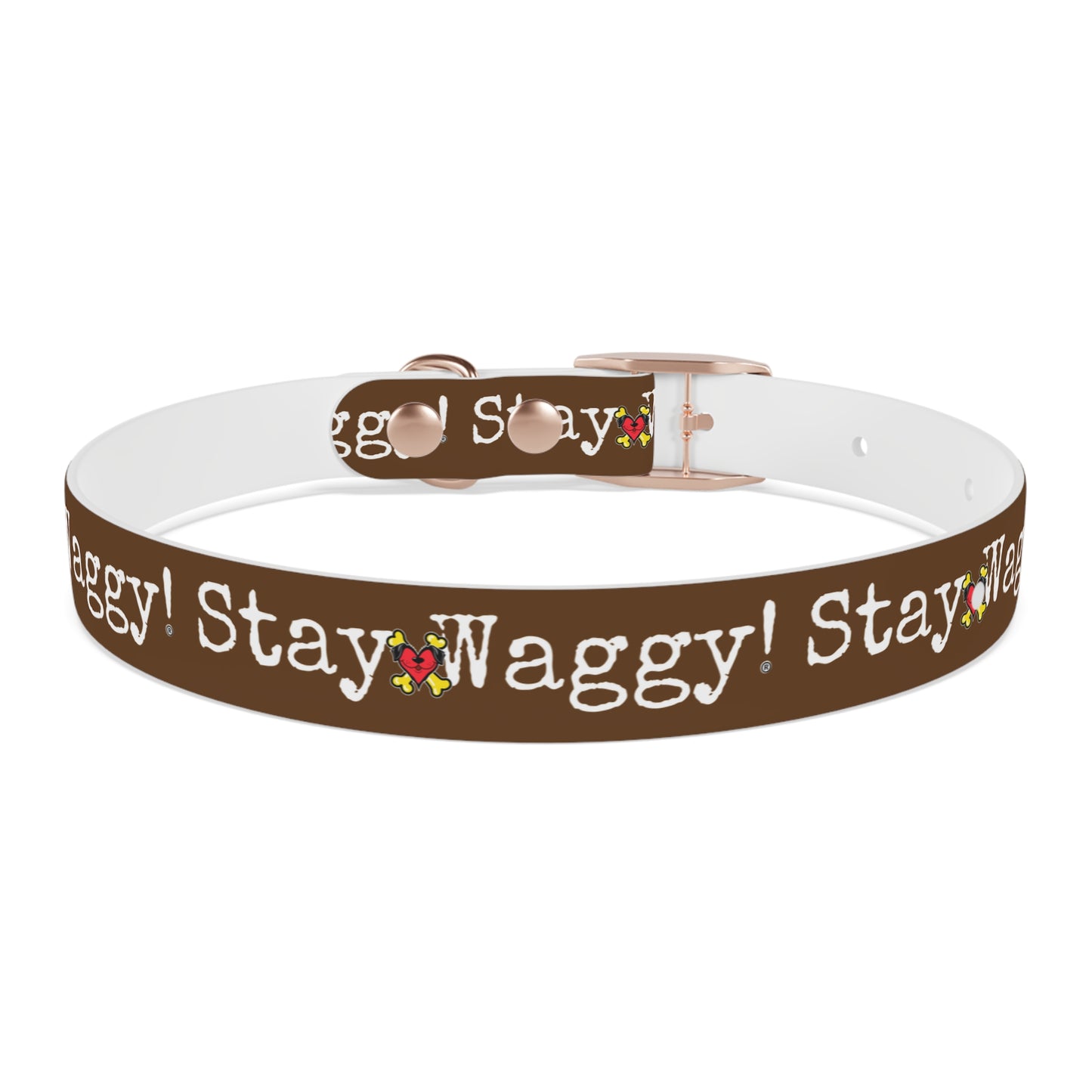 Stay Waggy! Dog Collar - Brown