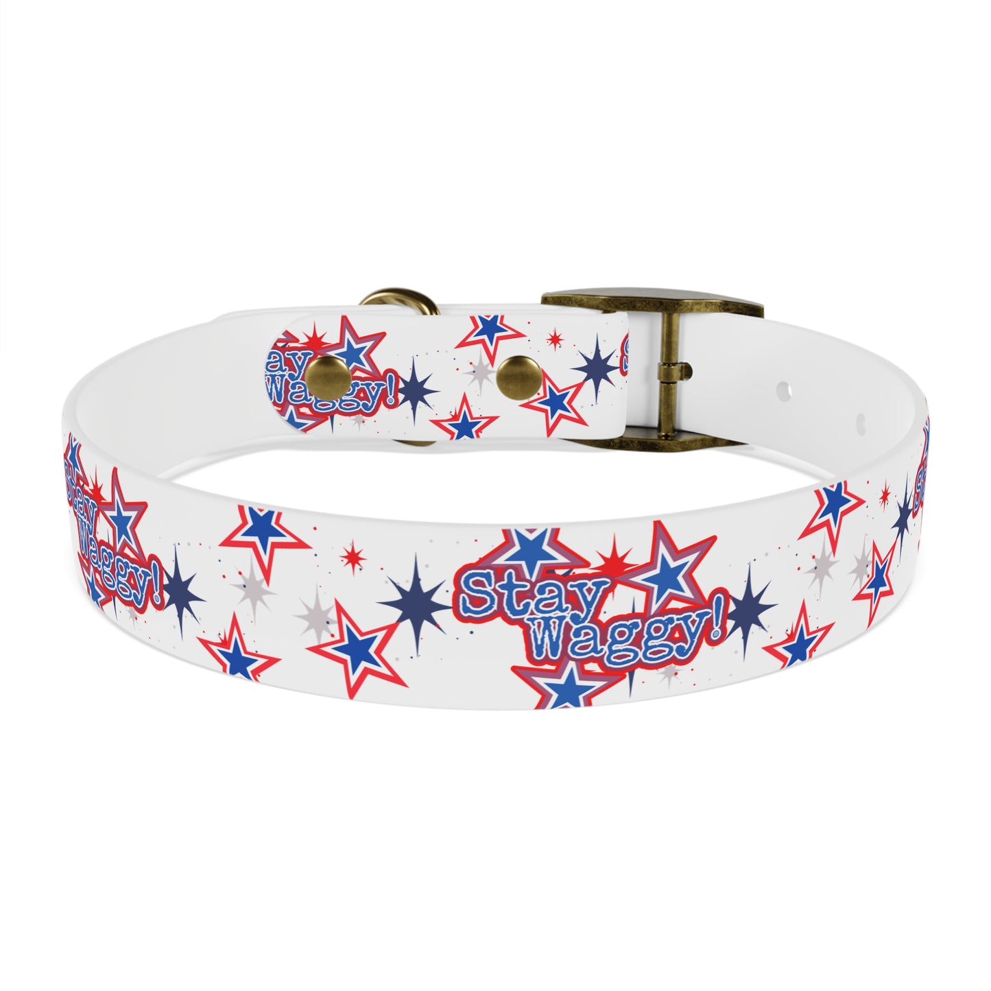 Stay Waggy! White Patriotic Stars Dog Collar