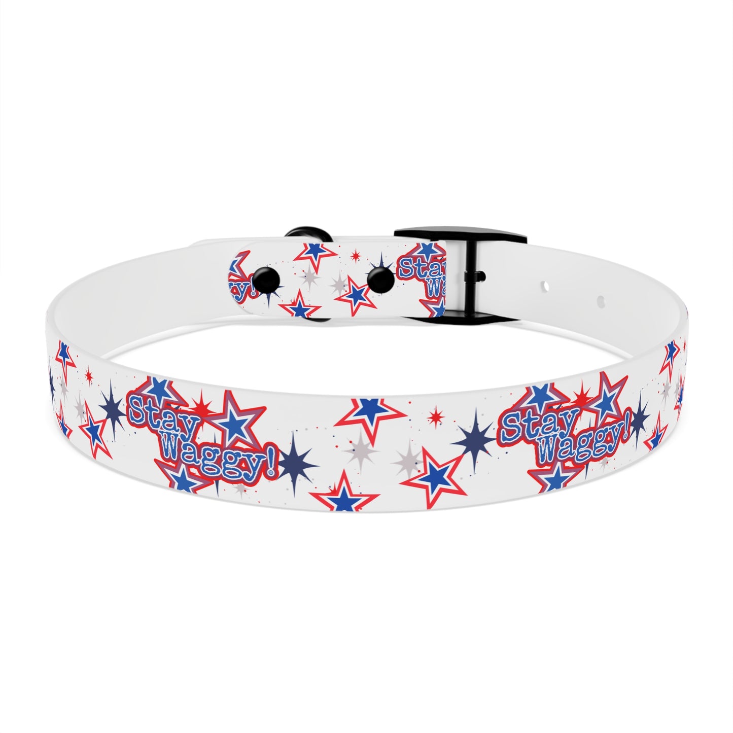Stay Waggy! White Patriotic Stars Dog Collar