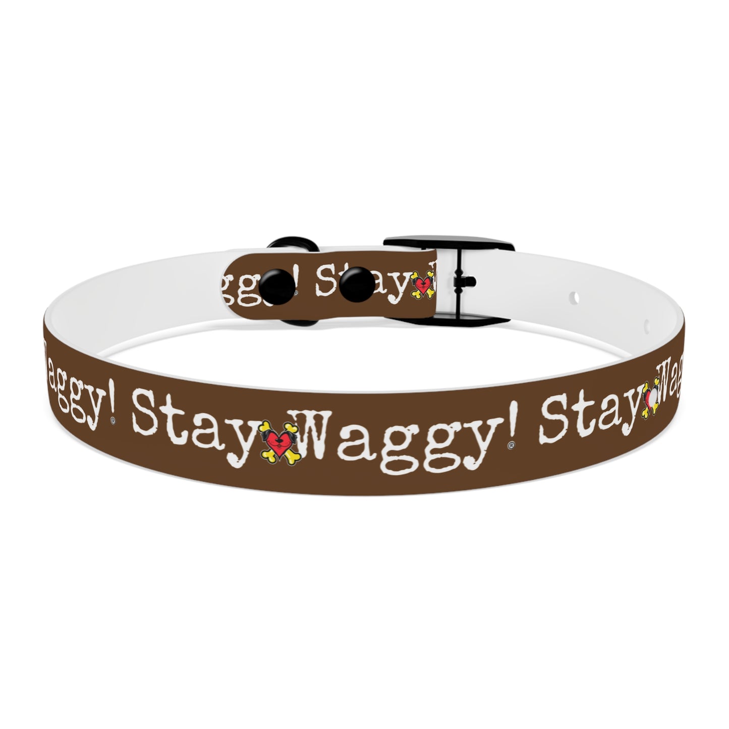 Stay Waggy! Dog Collar - Brown