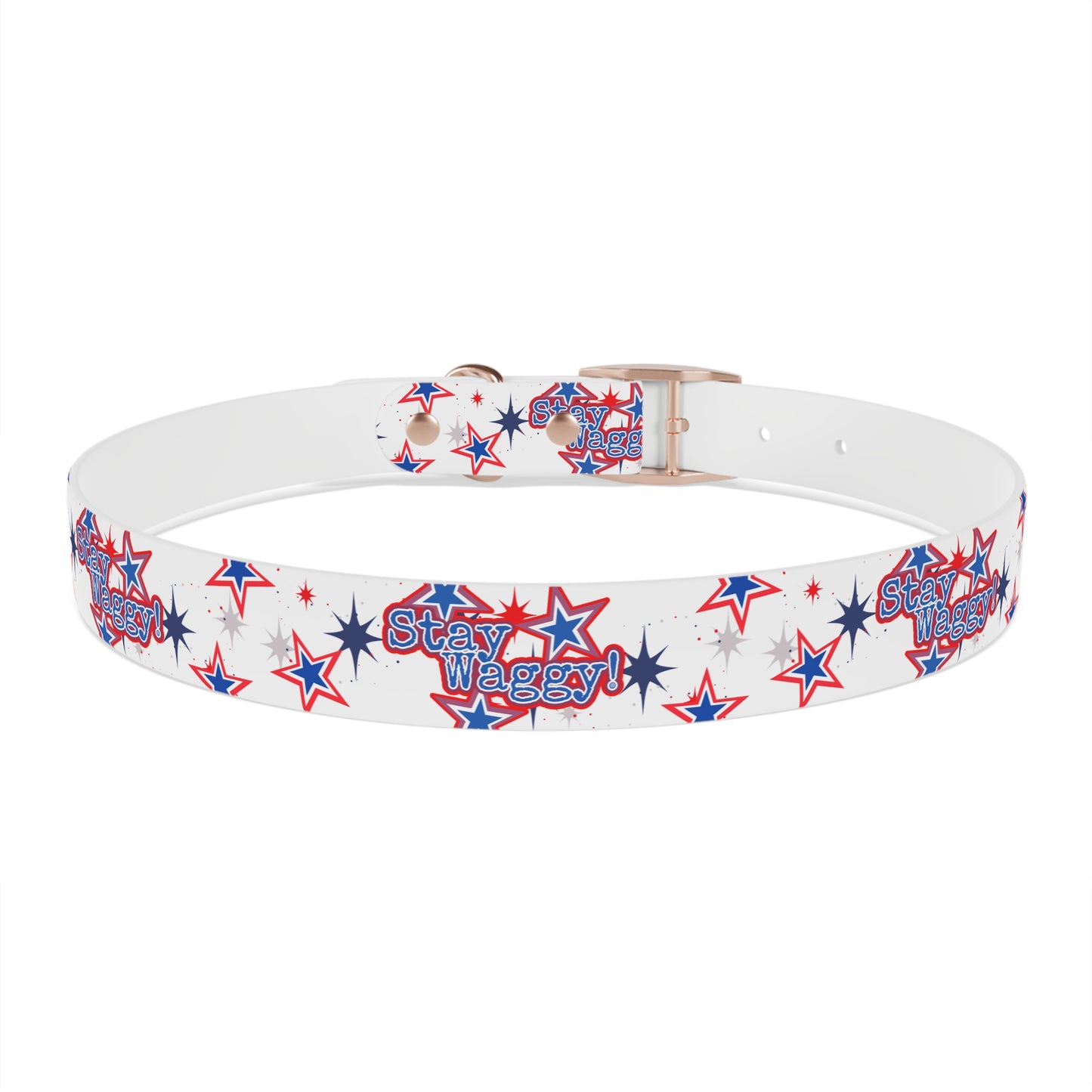 Stay Waggy! White Patriotic Stars Dog Collar
