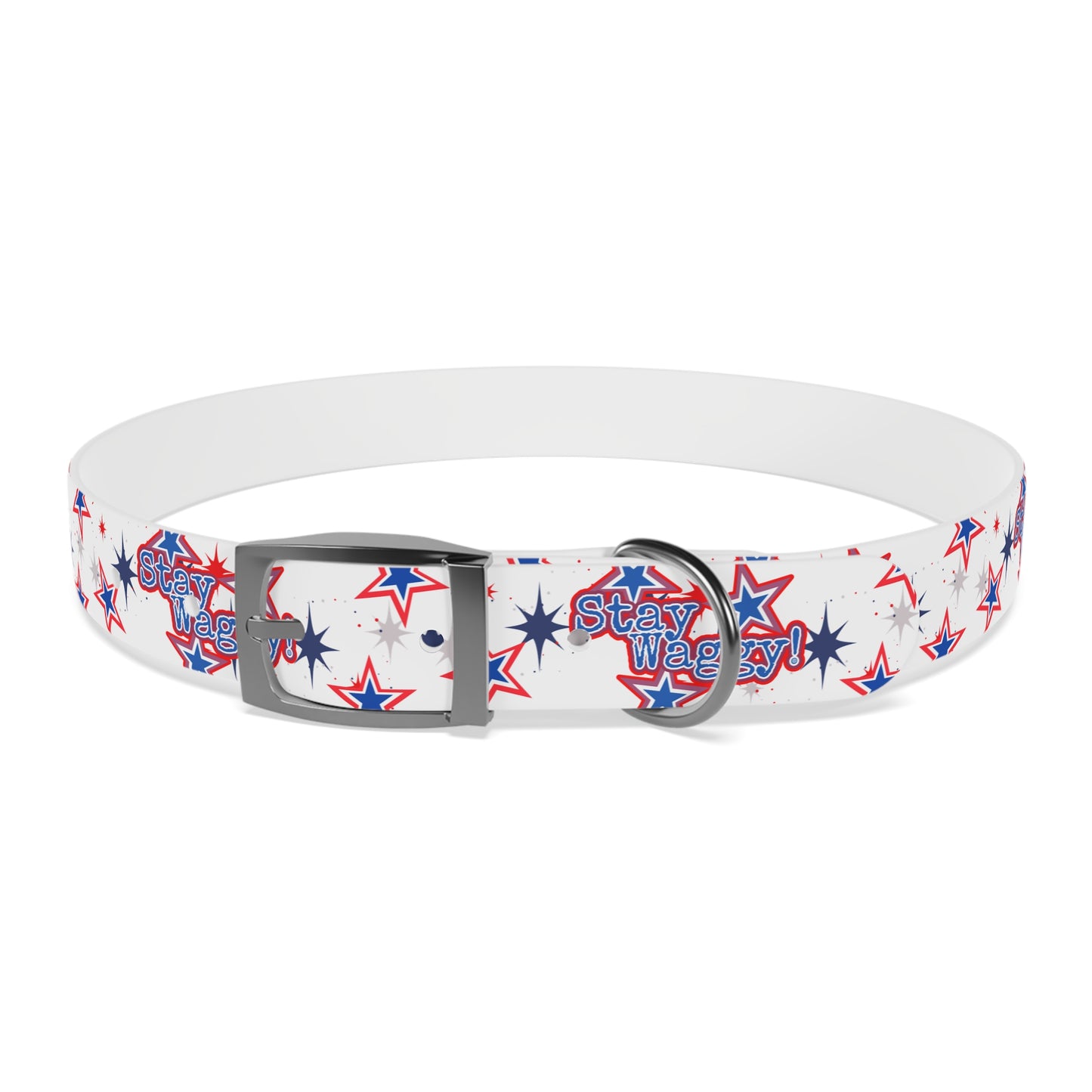 Stay Waggy! White Patriotic Stars Dog Collar