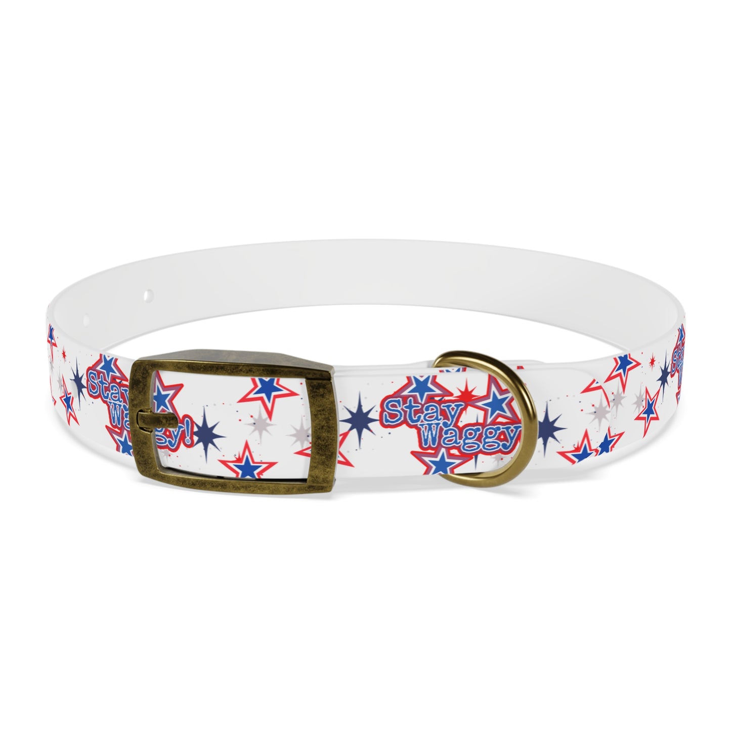 Stay Waggy! White Patriotic Stars Dog Collar